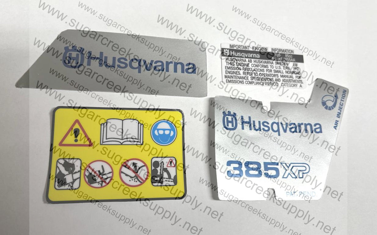 Husqvarna 385XP (early) decal set – Sugar Creek Supply