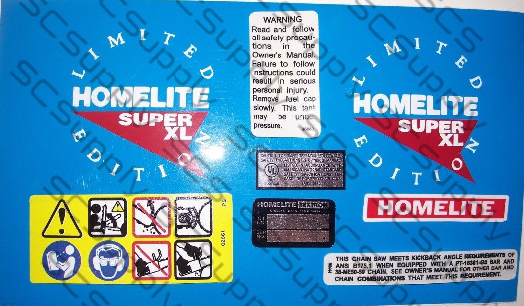 Homelite Super XL Limited Edition decal set – Sugar Creek Supply