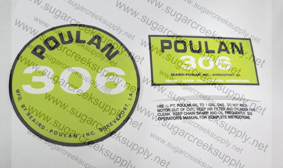 Poulan 306 decal set