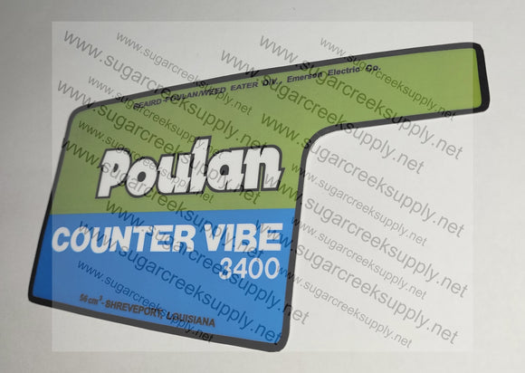 Poulan 3400 Counter Vibe Drivecase decal