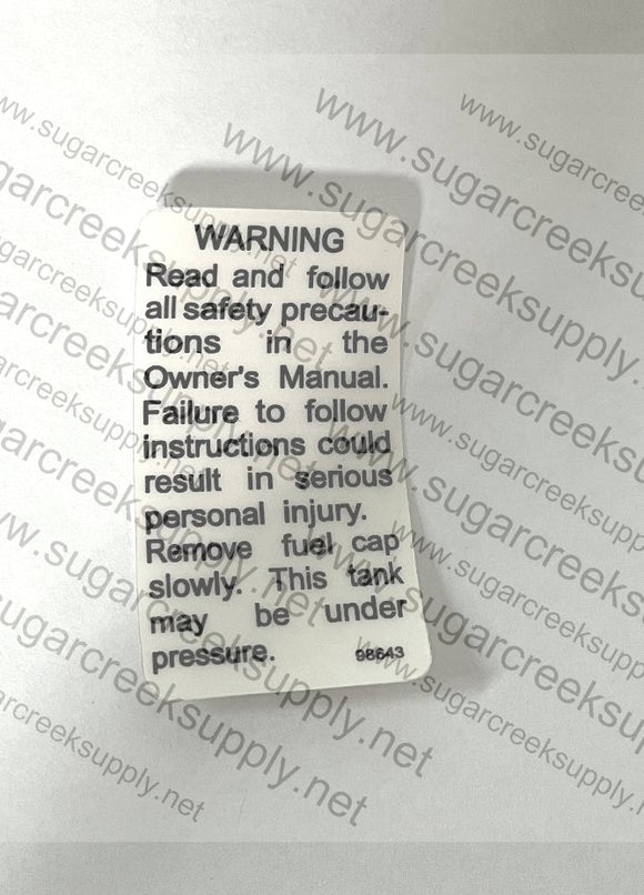 Homelite Super XL (Late red) WARNING decal