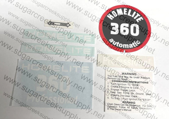 Homelite 360 decal set