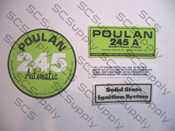 Poulan 245A (solid state version) decal set