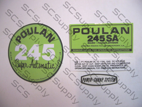 Poulan 245SA (points version) decal set