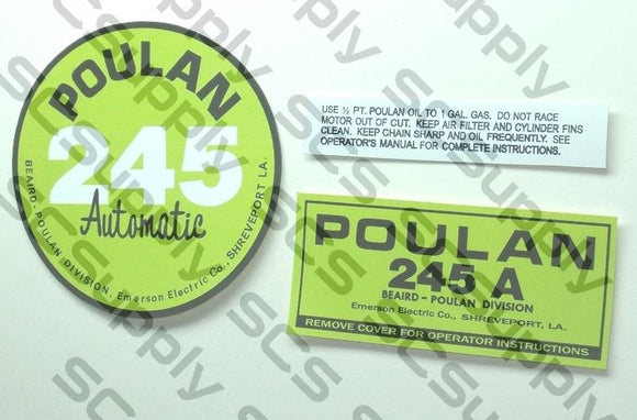Poulan 245A (points version) decal set