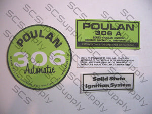 Poulan 306A (solid state version) decal set