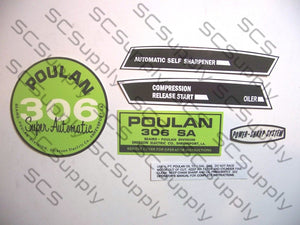 Poulan 306SA (points version) decal set