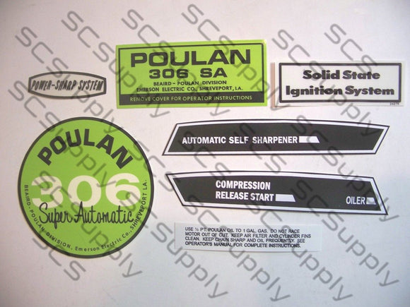 Poulan 306SA (solid state version) decal set