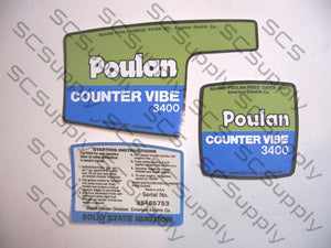Poulan 3400 Counter Vibe decal set