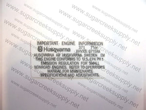 Husqvarna 371XP engine info decal