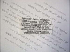 Husqvarna 372XPW engine info decal