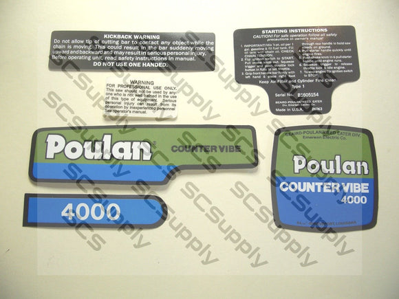 Poulan 4000 CounterVibe decal set