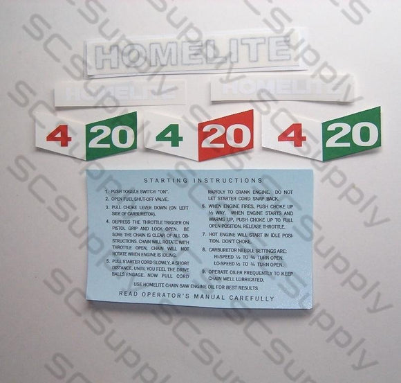 Homelite 4-20 decal set