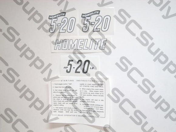 Homelite 5-20 decal set