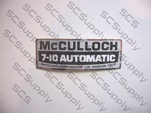 McCulloch 7-10 Automatic decal set