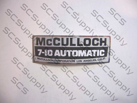 McCulloch 7-10 Automatic decal set