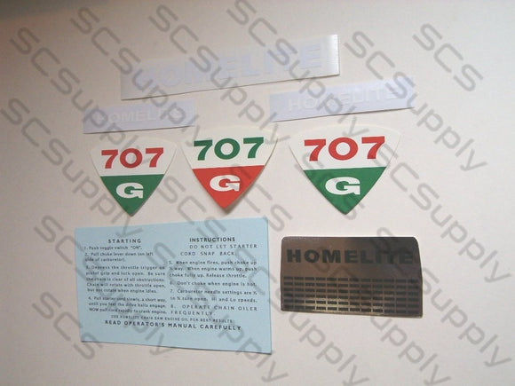 Homelite 707G decal set