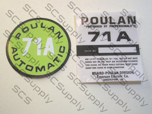 Poulan 71A decal set