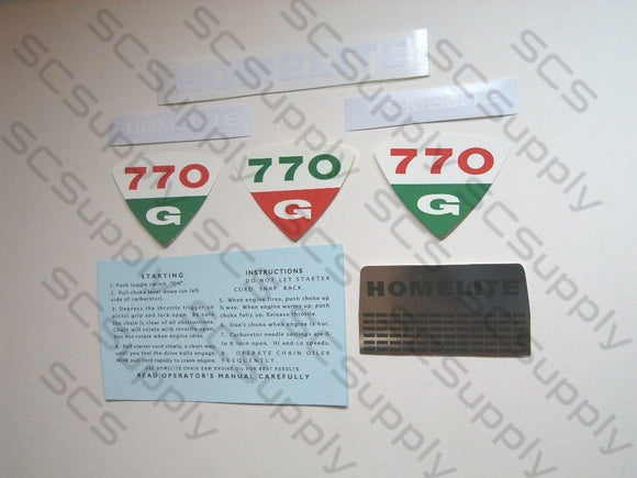 Homelite 770G decal set