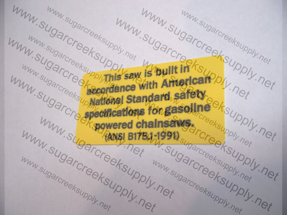 Husqvarna ANSI decal