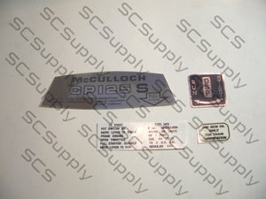 McCulloch CP125S decal set