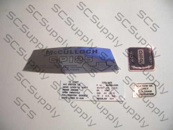 McCulloch CP125 decal set