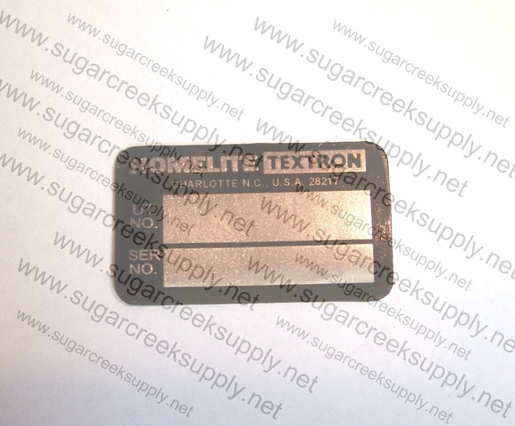 Homelite UT#/Serial# Tag decal