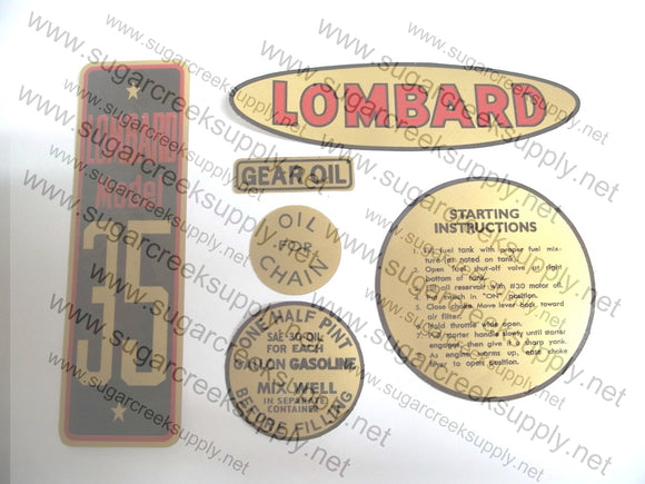 Lombard Model 35 decal set