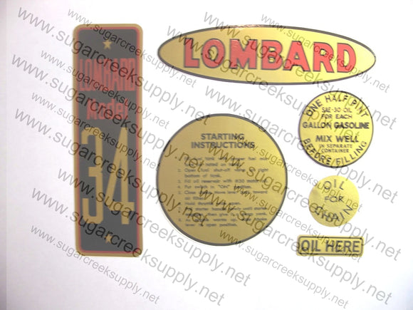 Lombard Model 34 decal set