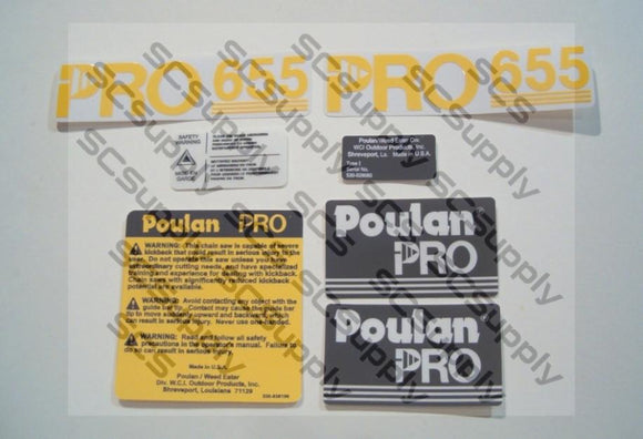 Poulan Pro 655 decal set