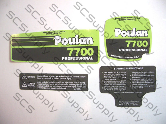 Poulan 7700 decal set