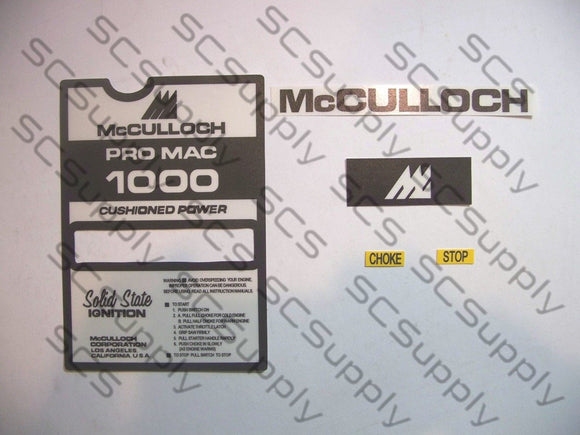 McCulloch Pro Mac 1000 decal set