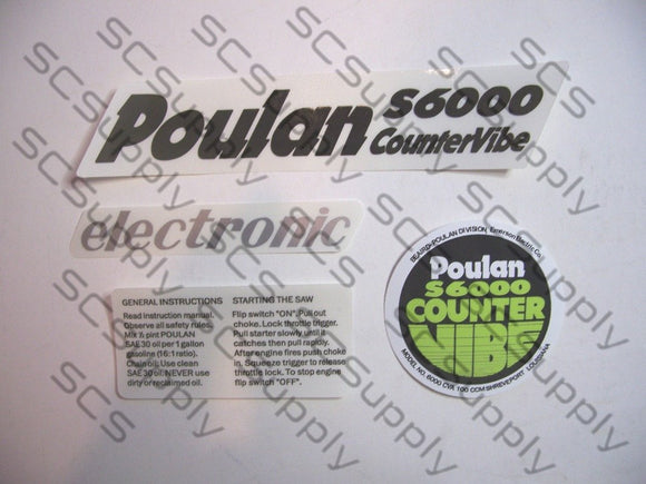 Poulan S6000 CounterVibe decal set