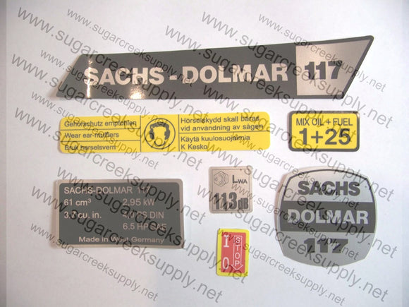 Sachs Dolmar 117 decal set