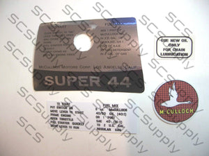 McCulloch Super 44 decal set