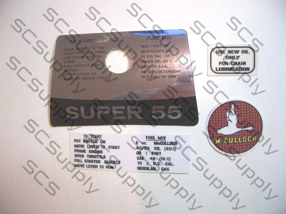 McCulloch Super 55 decal set