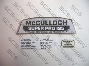 McCulloch Super Pro 125 decal set
