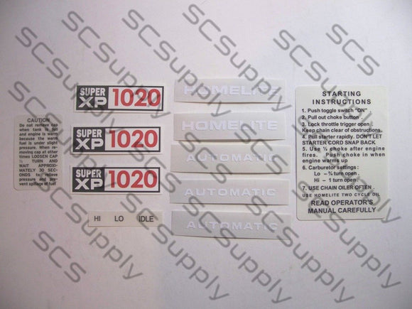 Homelite Super XP1020 Automatic decal set