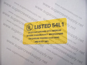 Husqvarna UL Listed decal