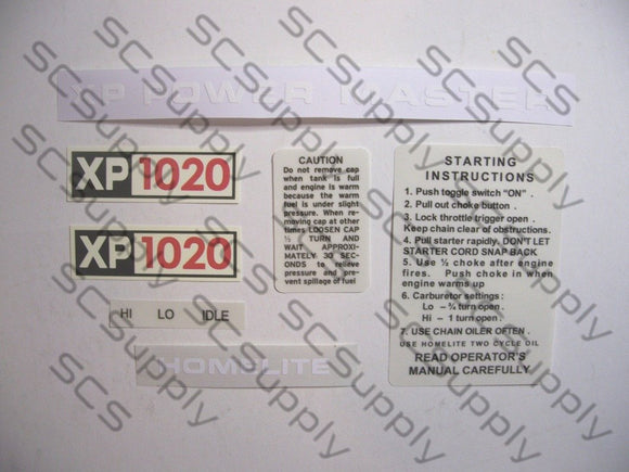 Homelite XP1020 decal set