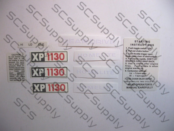 Homelite XP1130 decal set