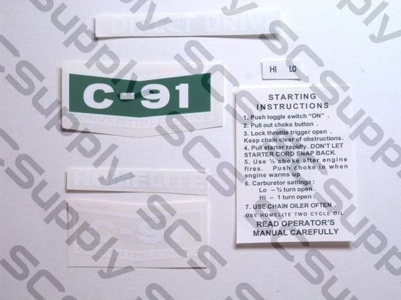 Homelite C-91 decal set