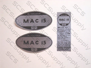 McCulloch MAC 15 (European model) decal set
