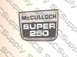 McCulloch Super 250 w/g/b on chrome decal