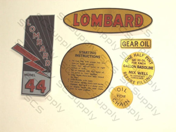 Lombard Model 44 decal set