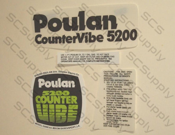 Poulan 5200 (Green cover) CounterVibe decal set