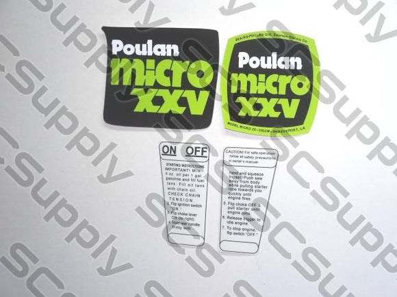 Poulan Micro XXV decal set