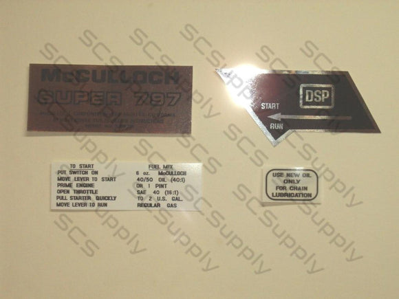 McCulloch Super 797 decal set