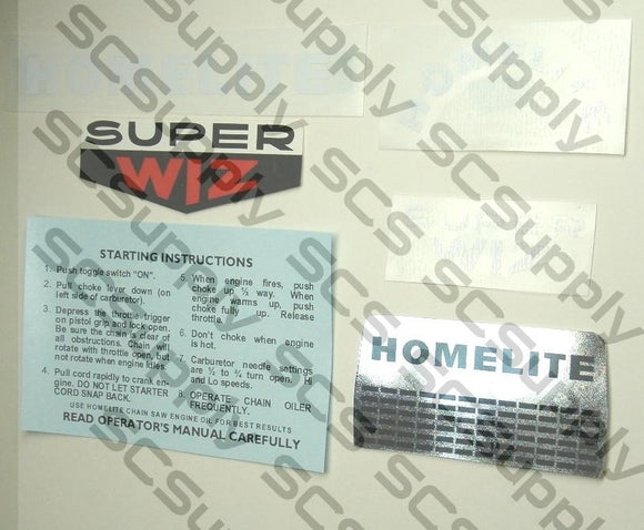 Homelite Super WIZ decal set