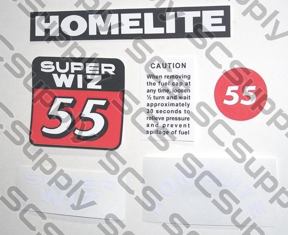 Homelite Super WIZ 55 (blue) decal set